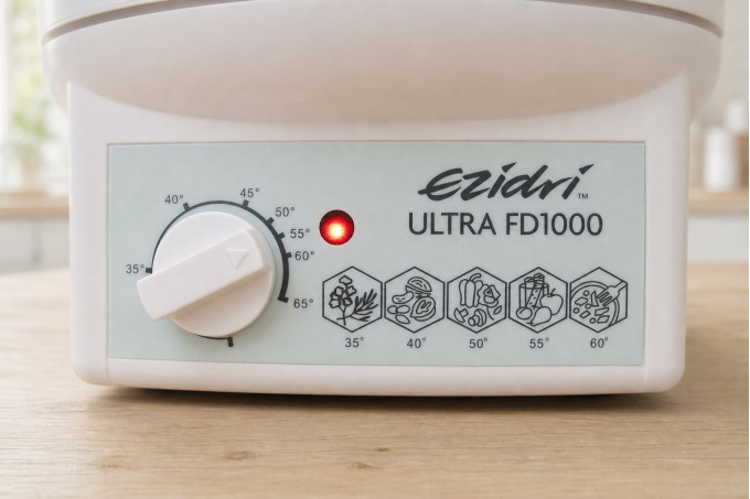 Панель керування сушарки Ezidri Ultra FD1000 зі шкалою температури від 35 до 65 градусів